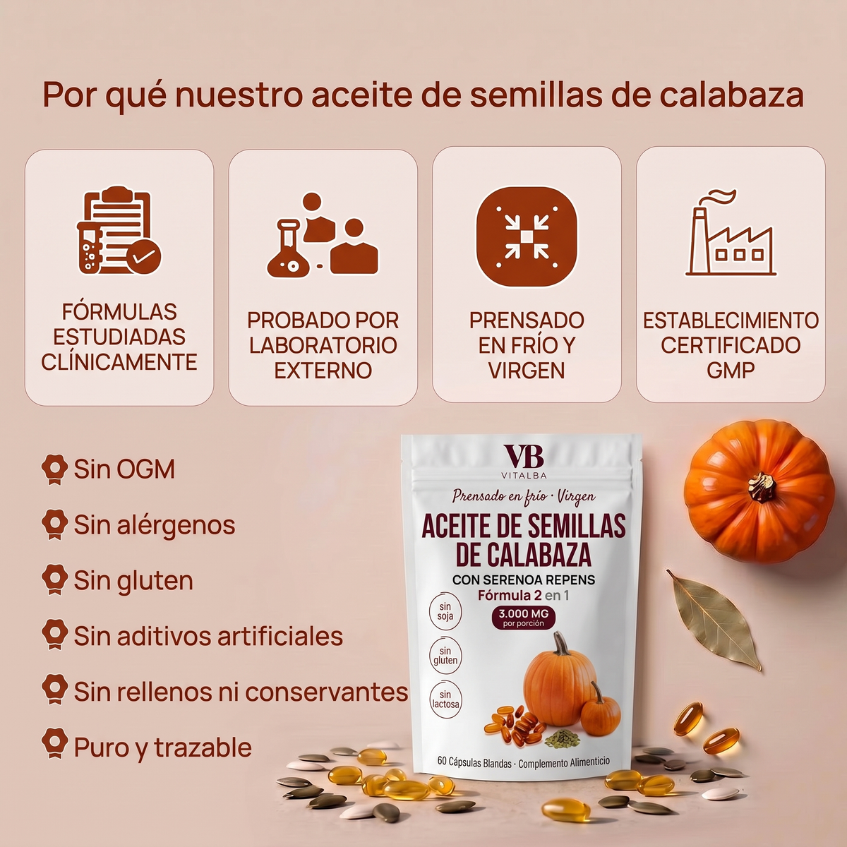 Aceite de Semillas de Calabaza Cápsulas Blandas